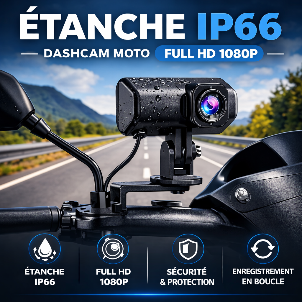 CamShield Auto Dashcam Moto 1080P Étanche