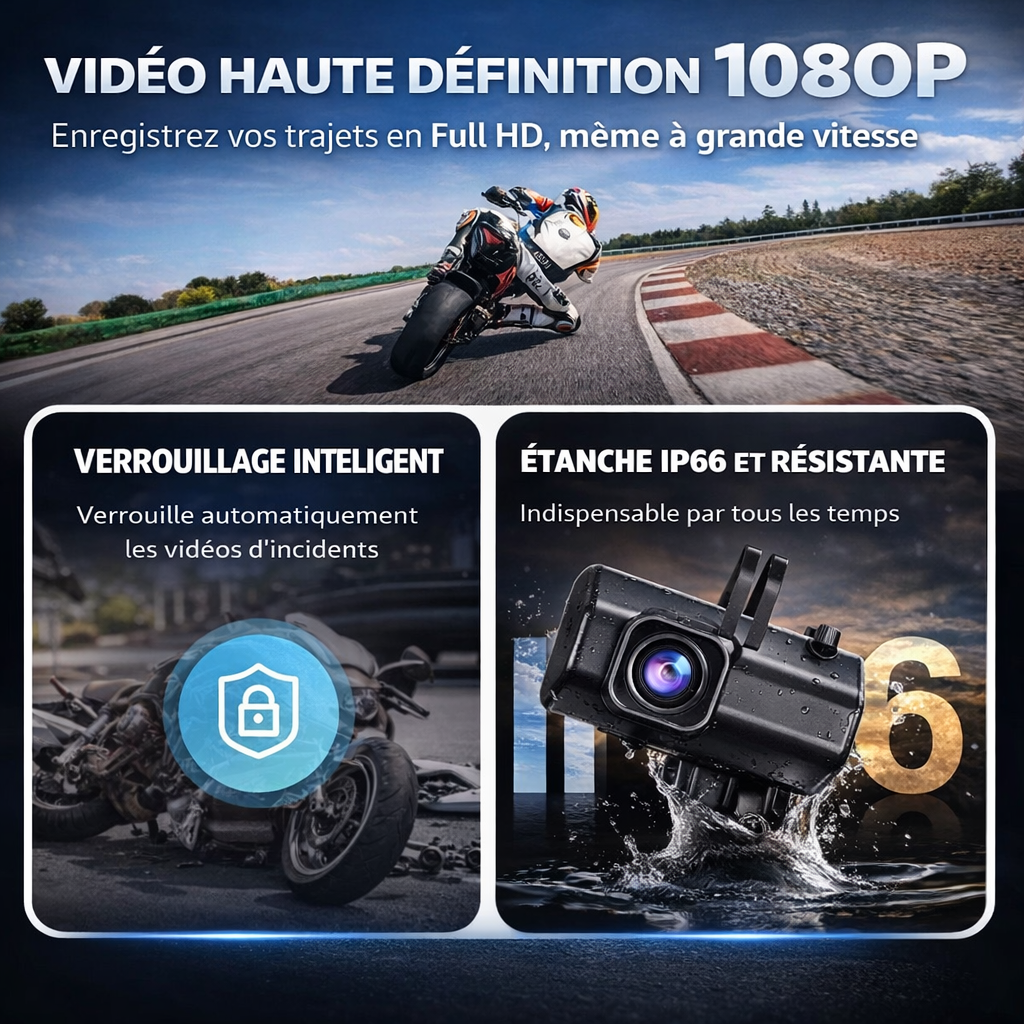 CamShield Auto Dashcam Moto 1080P Étanche
