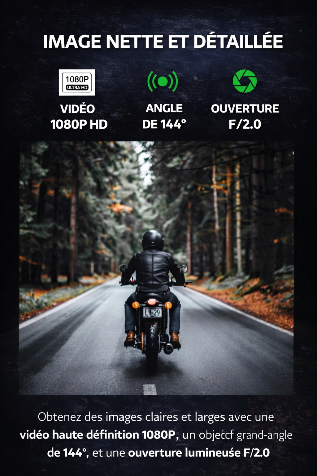 CamShield Auto Dashcam Moto 1080P Étanche