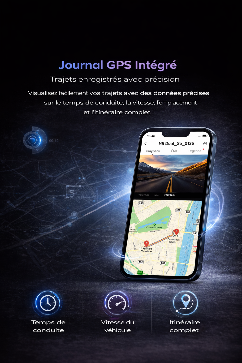 CamShield Auto N5 Dual 4K – Dashcam Avant & Arrière GPS avec Vision Nocturne