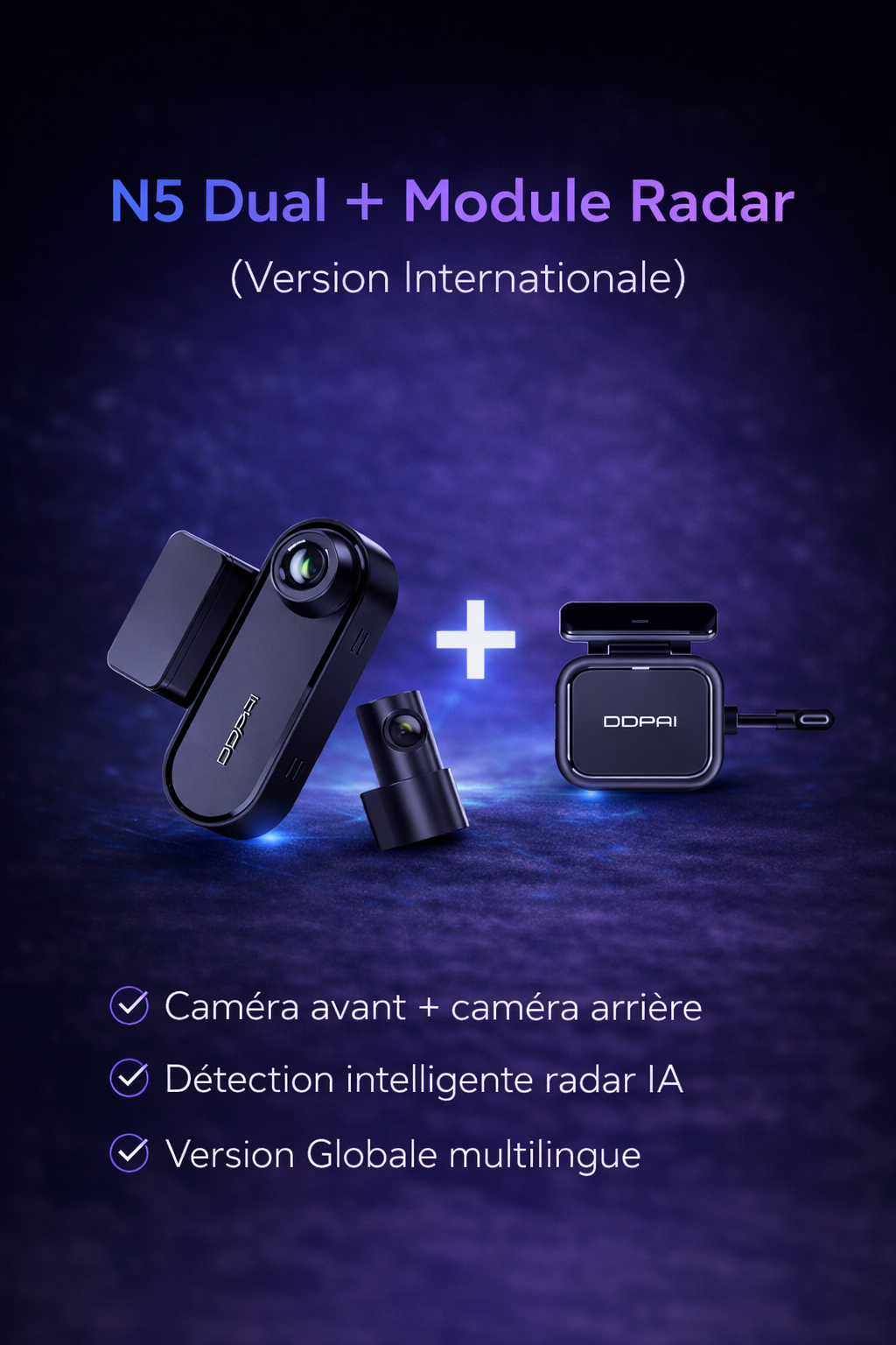 CamShield Auto N5 Dual 4K – Dashcam Avant & Arrière GPS avec Vision Nocturne