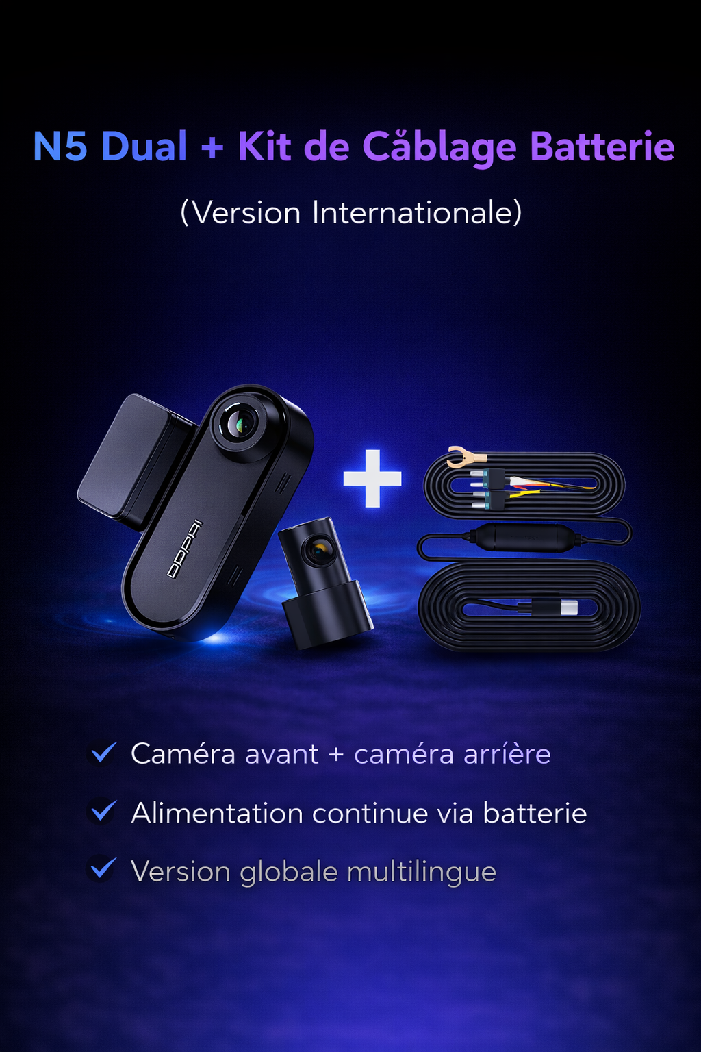 CamShield Auto N5 Dual 4K – Dashcam Avant & Arrière GPS avec Vision Nocturne