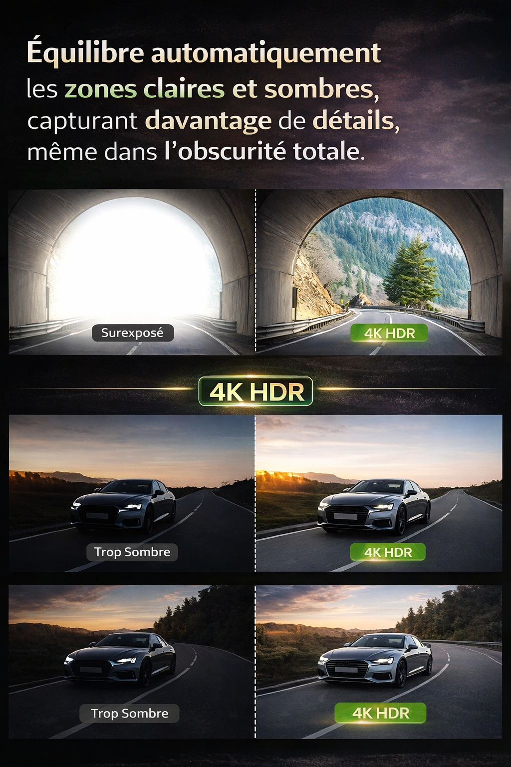 CamShield Auto Dashcam 4K Wi-Fi Vision Nocturne