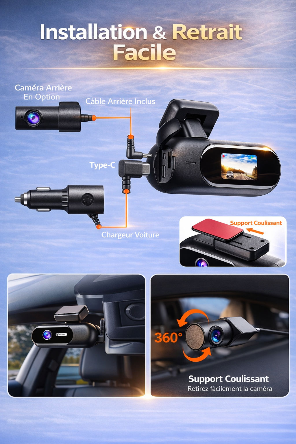 CamShield Auto Dashcam 4K Wi-Fi Vision Nocturne