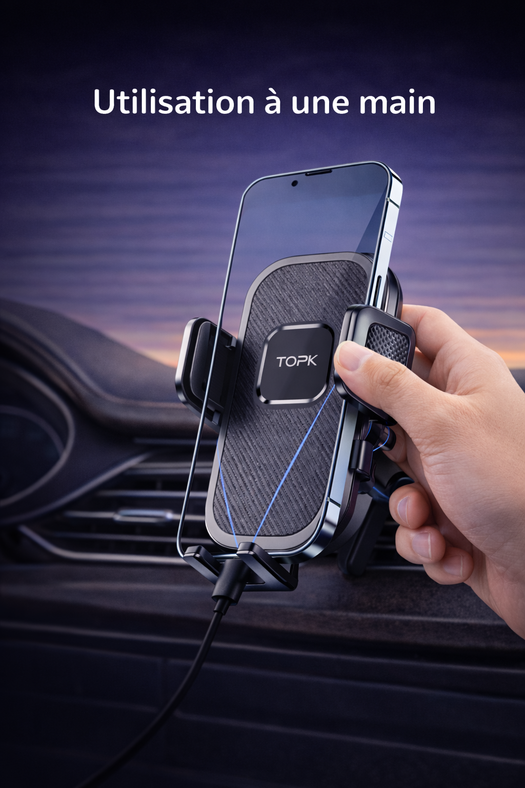 CamShield Auto – Support Téléphone Voiture avec Clip Métallique Renforcé pour Grille d’Aération, Support Smartphone Universel Mains Libres
