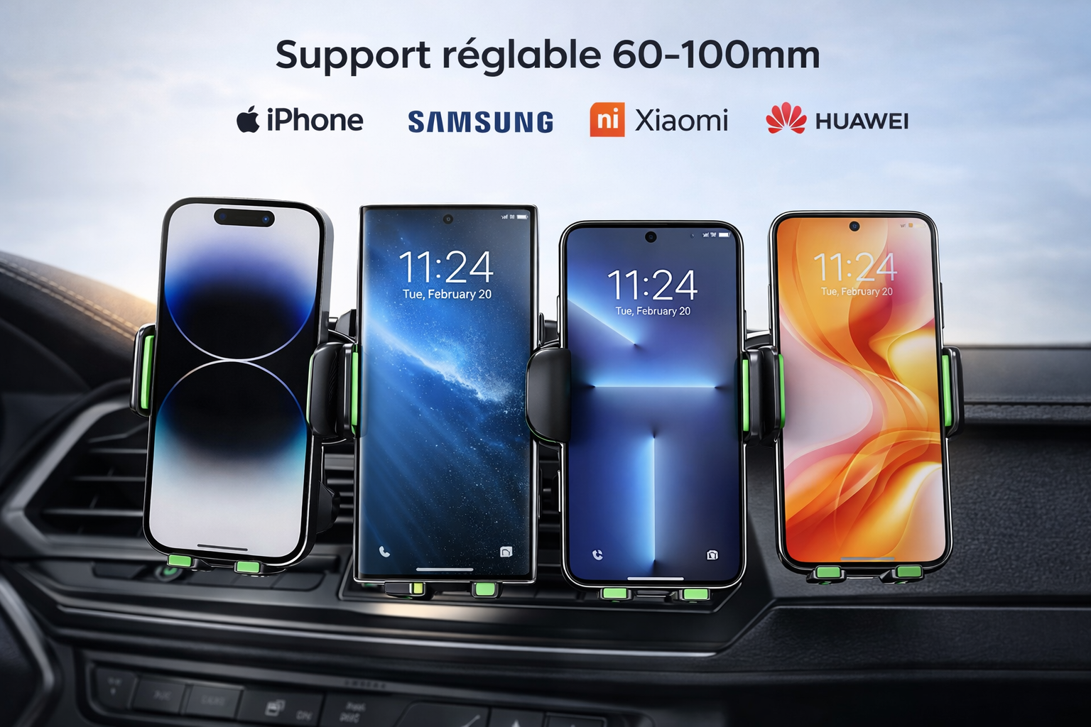 CamShield Auto – Support Téléphone Voiture à Ventouse pour Pare-Brise et Tableau de Bord, Support Smartphone Universel Rotatif