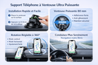 CamShield Auto – Support Téléphone Voiture à Ventouse pour Pare-Brise et Tableau de Bord, Support Smartphone Universel Rotatif